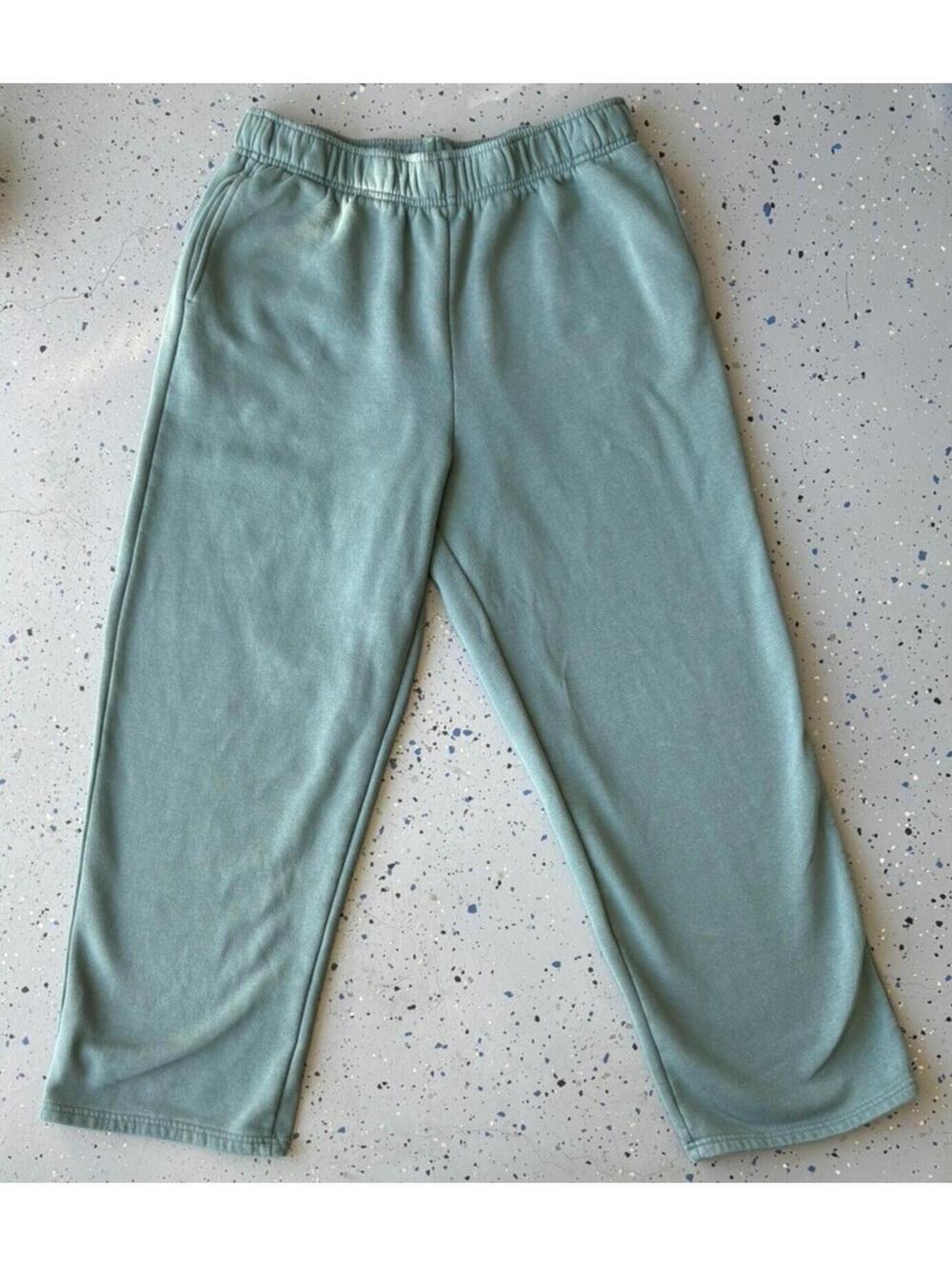 Athletic Works Boys Green Fleece Jogger Pants Elastic Waist Size L (12-14)